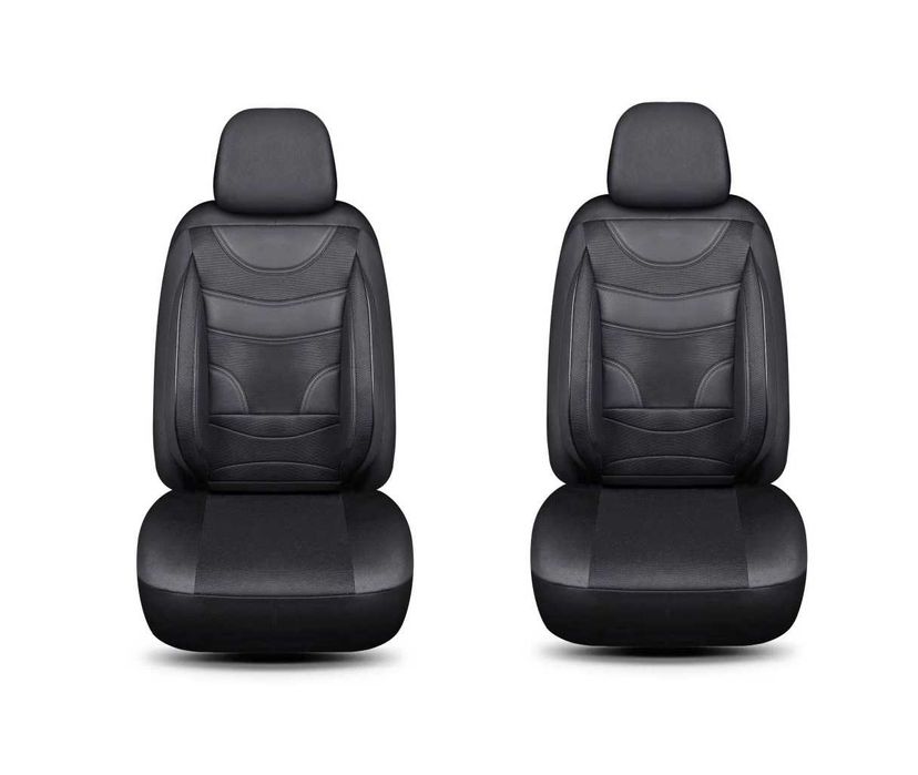 Huse Auto Universale 11 Piese Negru cu Negru pt Scaune Fata si Spate