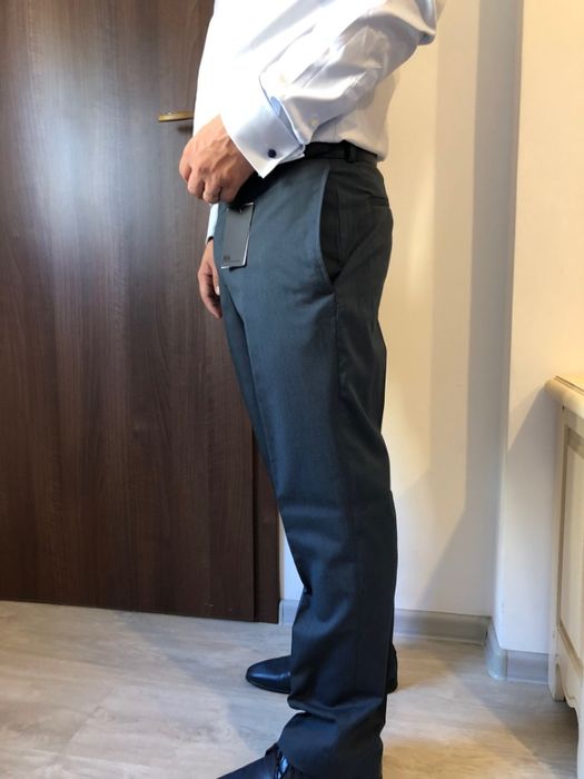 Pantaloni costum ASOS slim fit, gri, noi