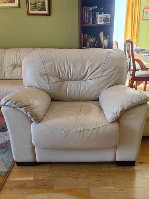 Кожен диван и фотьойл