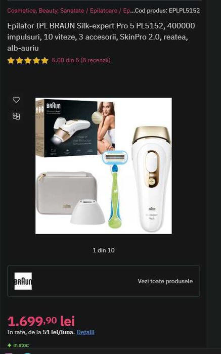 Braun Silk-expert Pro 5 IPL, folosit foarte puțin, fără defecte