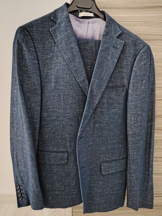 Costum bărbați de in albastru