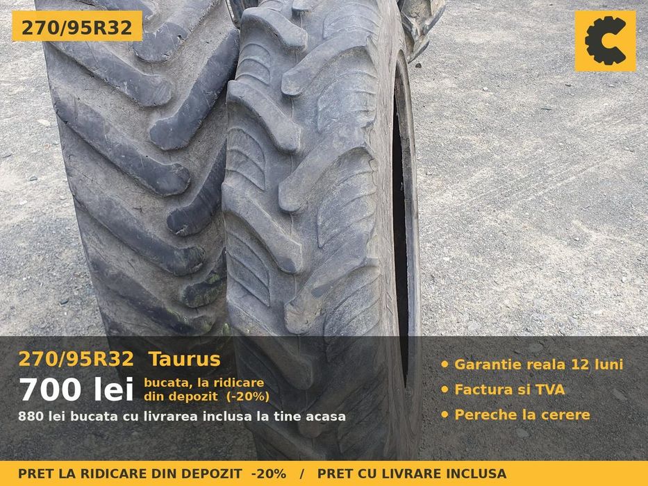 Cauciucuri Anvelope 270/95R32 270/95 R32 270/95-32 11.2R32 2709532 Taurus Prasitoare Tractor Roti Inguste Utilaje Agricole SH Second Hand LIVRARE