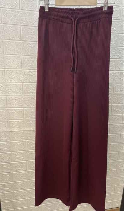 Рипсен панталон с широк крачол – бордо, XL / XXL