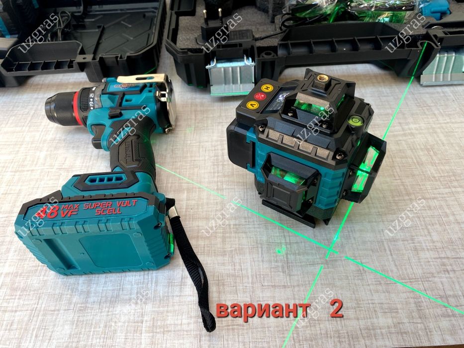 Лазерный уровень + шуруповерт комплект 2в1 новый оригинал фабричный