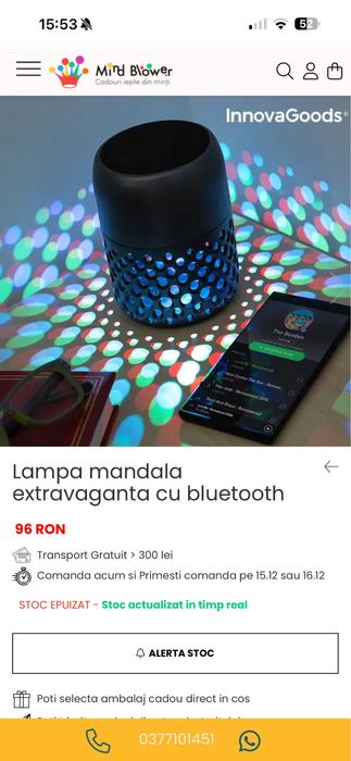Lampa mandala extravaganta cu bluetooth - devine boxa portabila