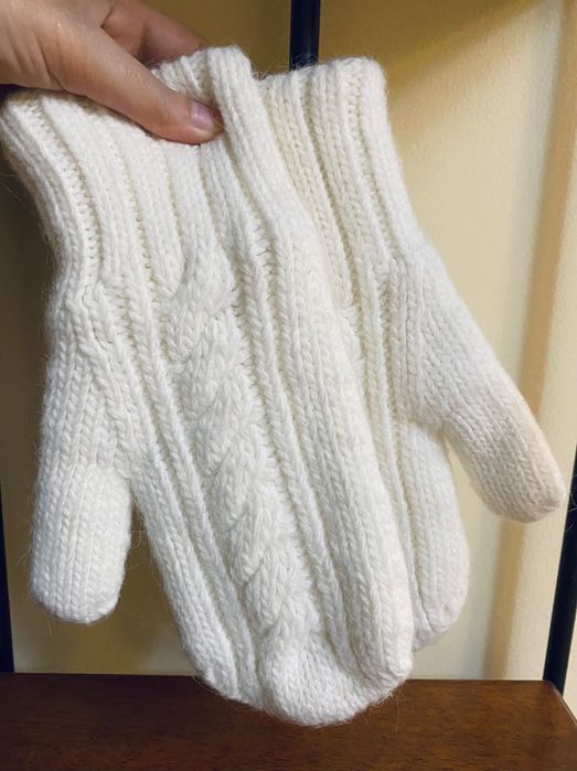 Капор + варежки с альпакой