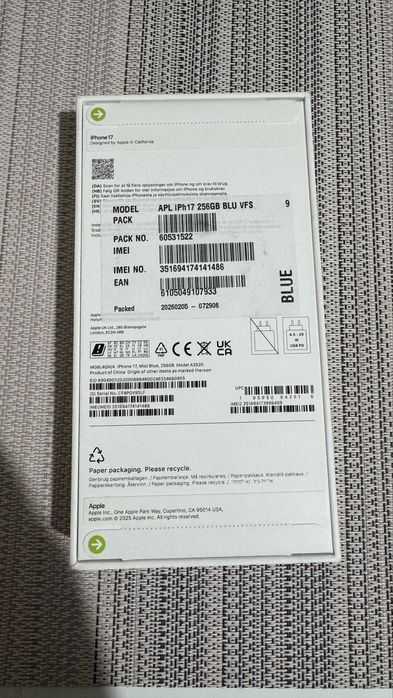 Iphone 17 256Gb blue mist  Sigilat!
