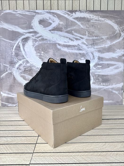 Christian Louboutin High Suede Black Spikes
