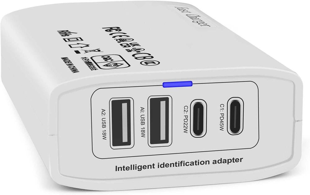 Универсално зарядно 100W, 2 USB-C + 2 USB-A порта, черно ; бяло