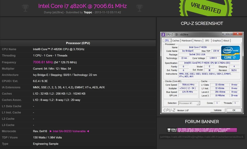 Процесор CPU Intel i7 4820K 2011 X79 10MB