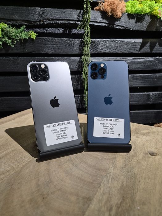 iPhone 12 Pro 128gb Black/Blue Neverlocked Bat 100%/Fact+Garantie