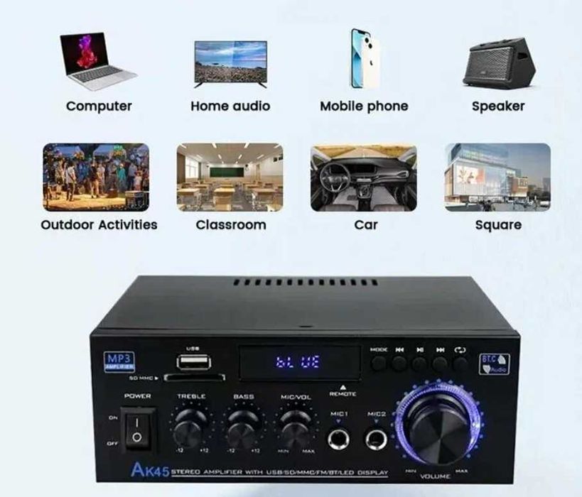 Цифровой усилитель AK45 BT 50 усилитель мощности 300WX2 400 Вт