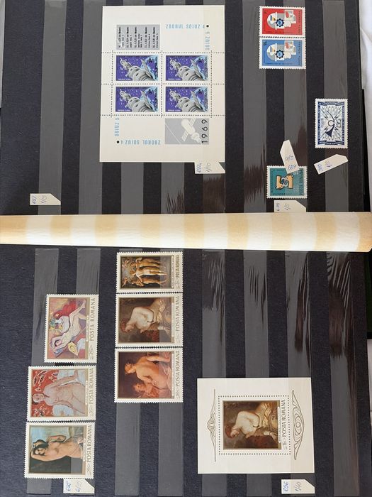 Clasor timbre România 1968-1969 serii complete colițe artă Apollo
