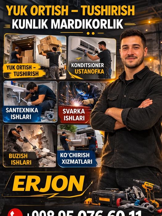 Mardikor,kunlik,yuk ortish tushurish.Svrka,santexnik,kandior ustanofka