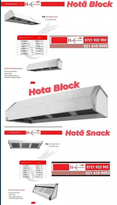 HOTA inox Perete FABRICA / Hota Inox Centru / Hota inox Snack Block