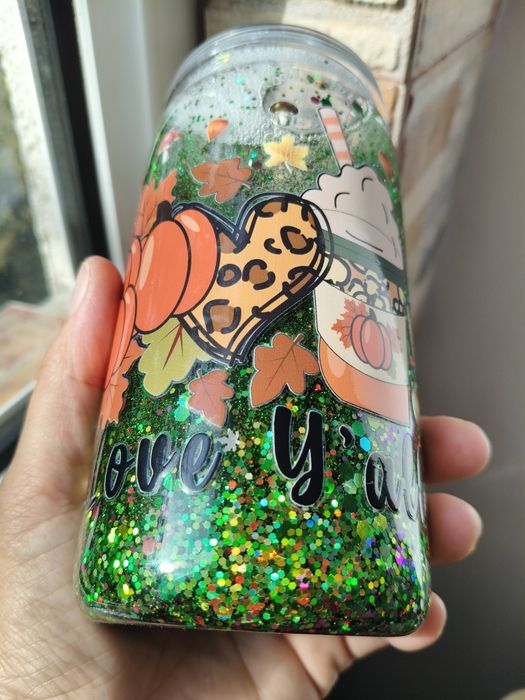 Pahar sclipici temă Toamnă