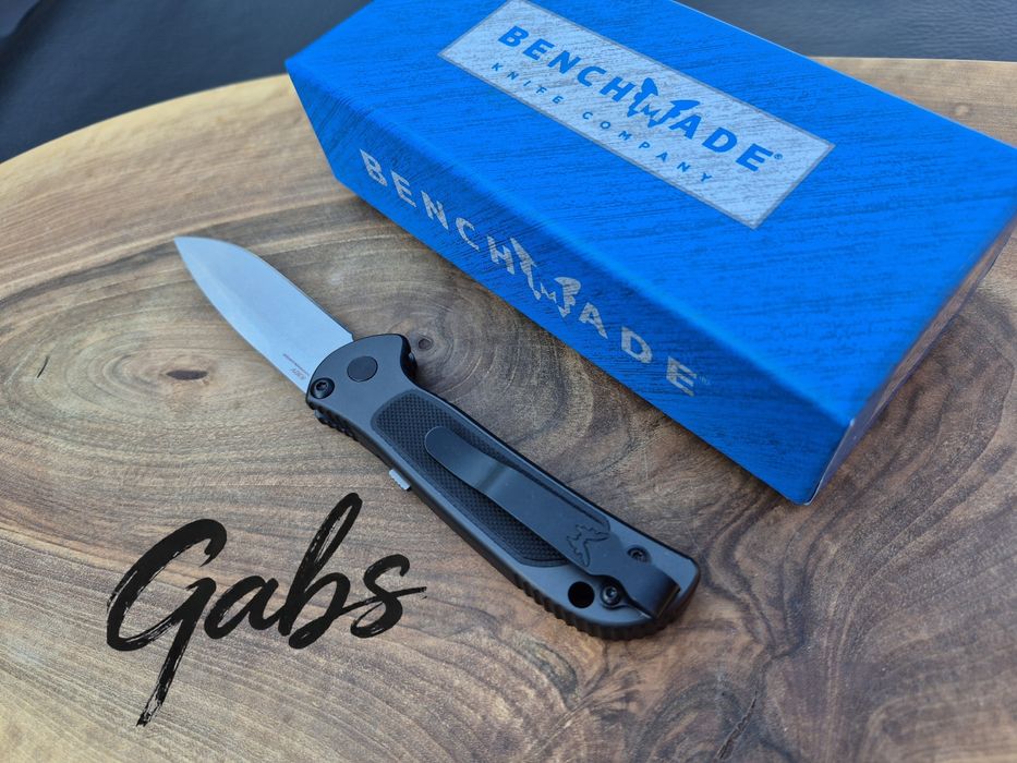 Автоматичен нож Benchmade 9750 Mini Coalition AUTO ,S30V сатенено гладко острие, сиви алуминиеви дръжки с черни G10 инкрустации