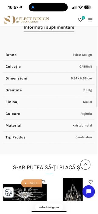 Candelabru GABRIAN sigilat cristal