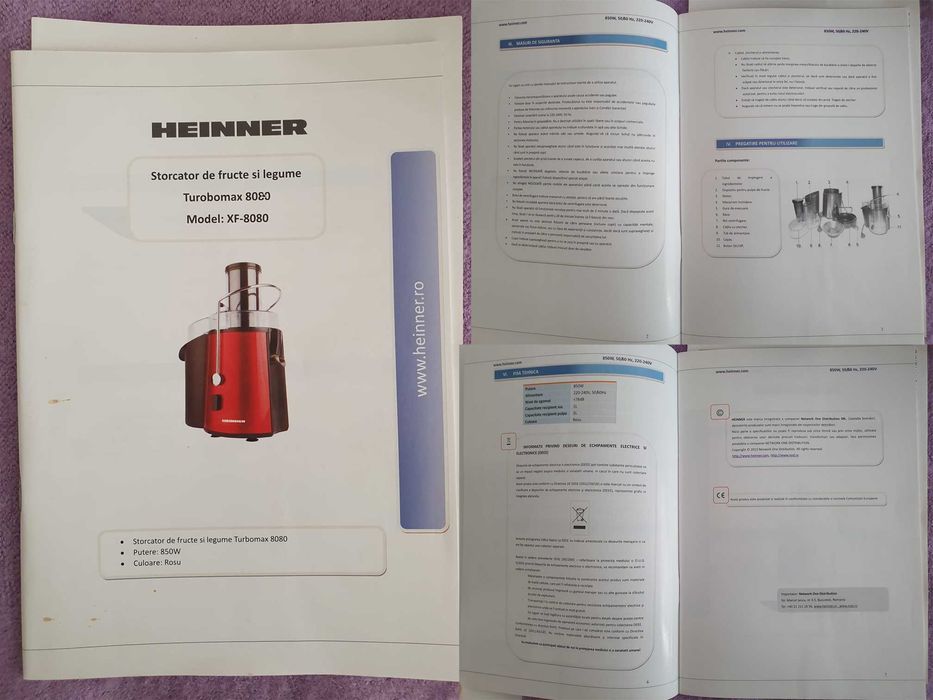 Storcător de fructe și legume HEINNER- Turbomax -FAST JUICER-  inox