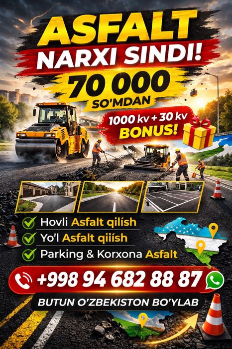 ASFALT/АСФАЛТ/ASPALT Xizmati Samarqand shaxar va viloyatlar buylab