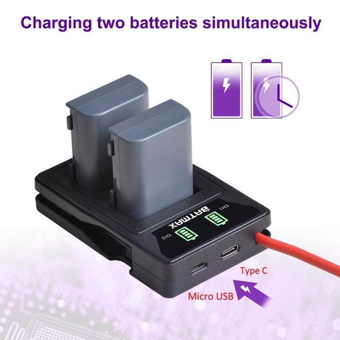 Двойно смарт зарядно CBC-NB2 за батерии NB-2L и NB-2LH за Canon