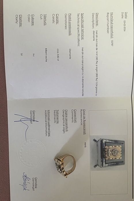 DIAMANT / Inel cu briliant " logodna " antik anii 1900 inele