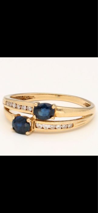 Inel aur18ct cu safir si diamante