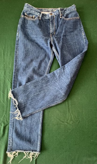 Blugi eleganti, bleumarin, de la Calvin klein Jeans, marimea 30x32, straight ankle, high-rise