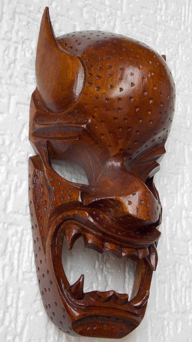 statueta masca decor sculptura,arta veche antichitati vintage handmade