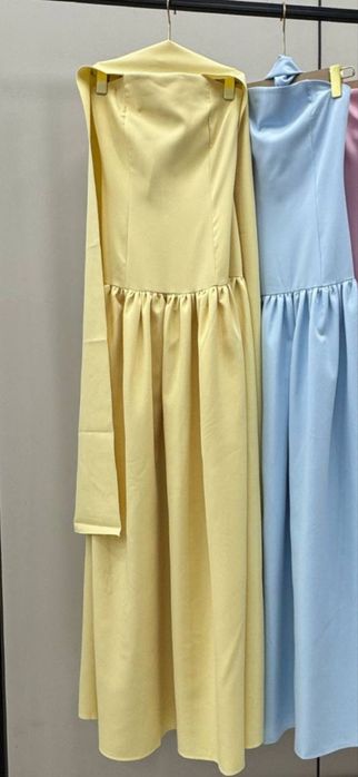 Желтое корсетное платье в пол (XS–S)