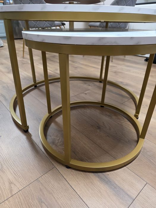 Комплект холни маси мраморно и златисто