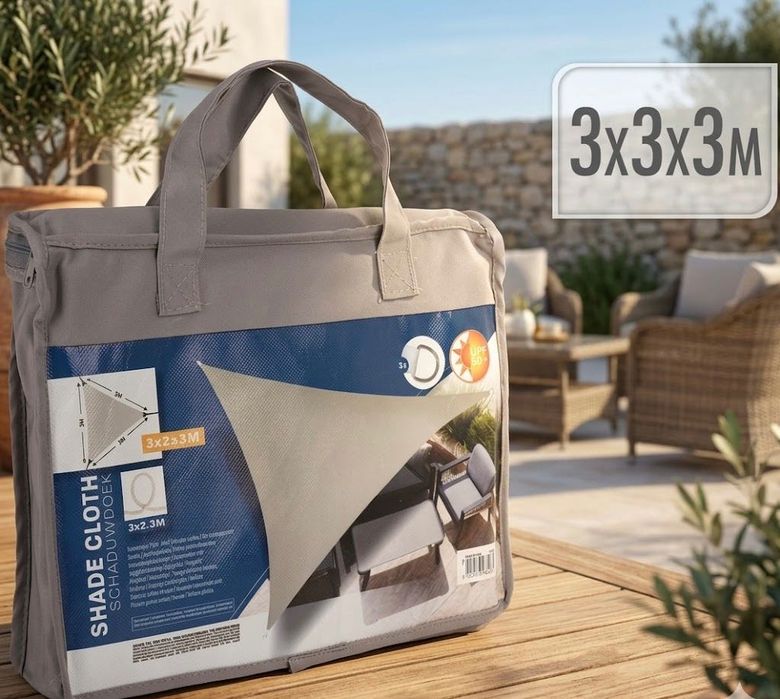 Триъгълен сенник 300x300x300 см нов, гъвкаво платно за сянка За двор градина плаж