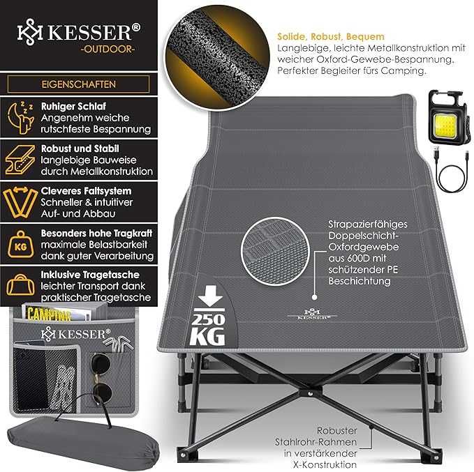KESSER® Сгъваемо къмпинг легло 210см