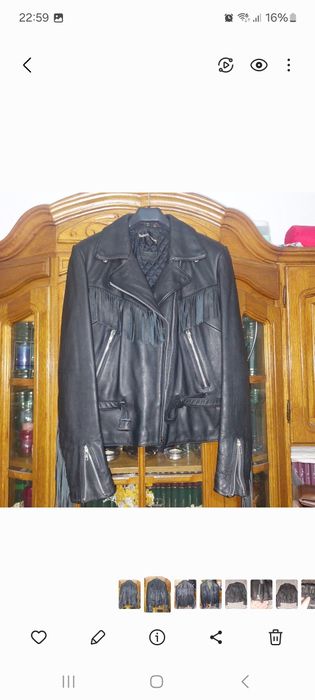 Geaca piele moto cu franjuri Harley Davidson