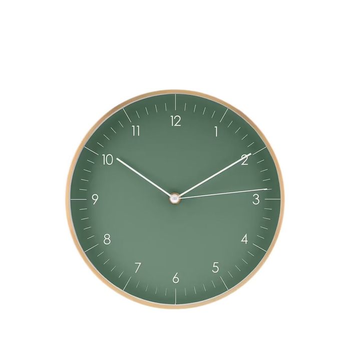 Ceas de Perete Quartz Silențios Design Minimalist 24cm – Verde/Auriu