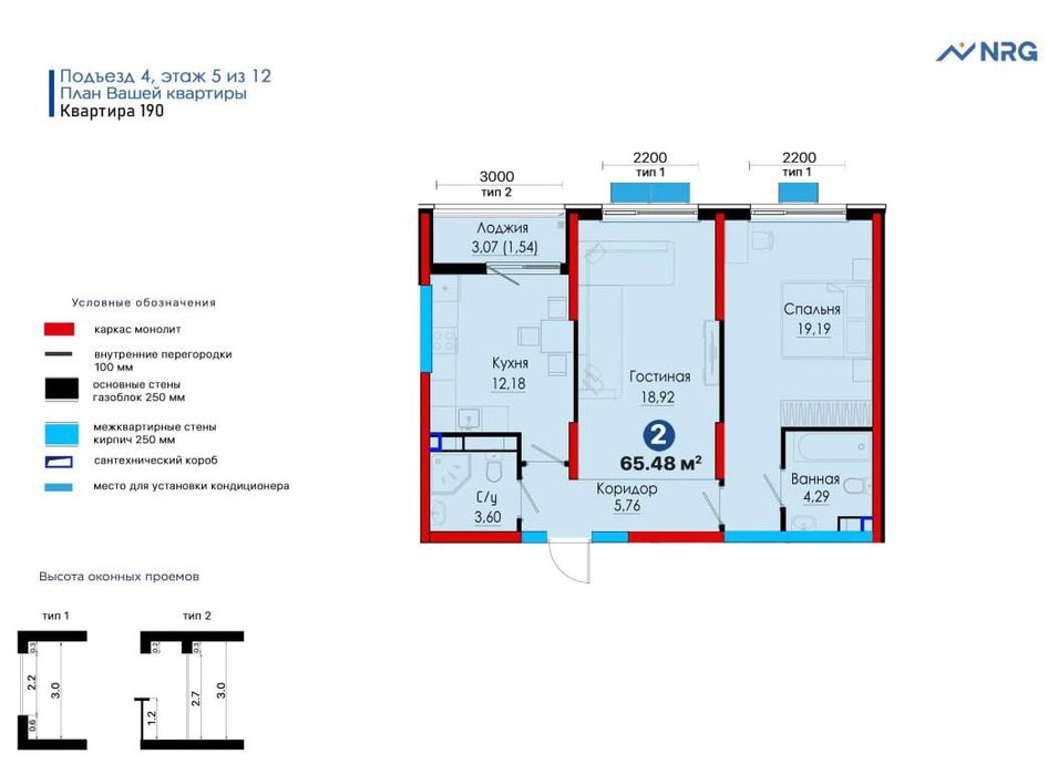 2/5/12 65,48кв квартира в ЖК НРЖ Жомий/NRG Jomiy