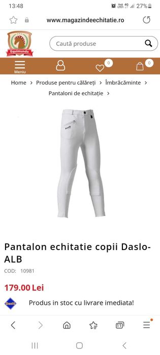 Pantaloni de echitatie Daslo by Tattini dama/ copil marime 38, noi