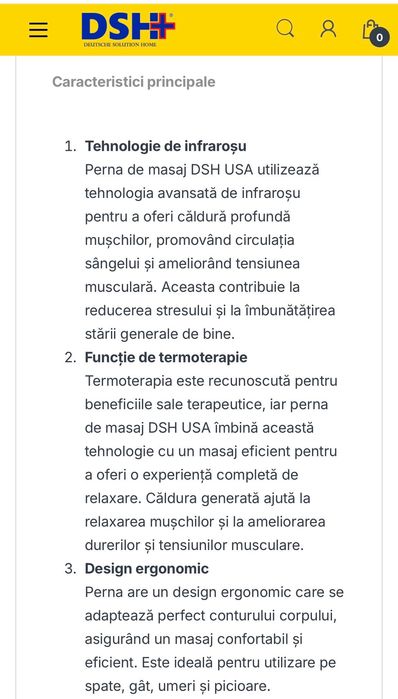 Pernă masaj DSH cu infraroșu