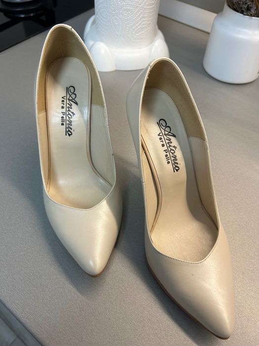 Vand PANTOFI stiletto alb sidef