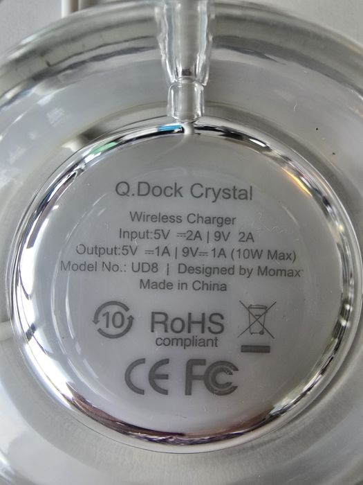 Incarcator wireless prin inductie MOMAX Q.Dock Crystal 10W