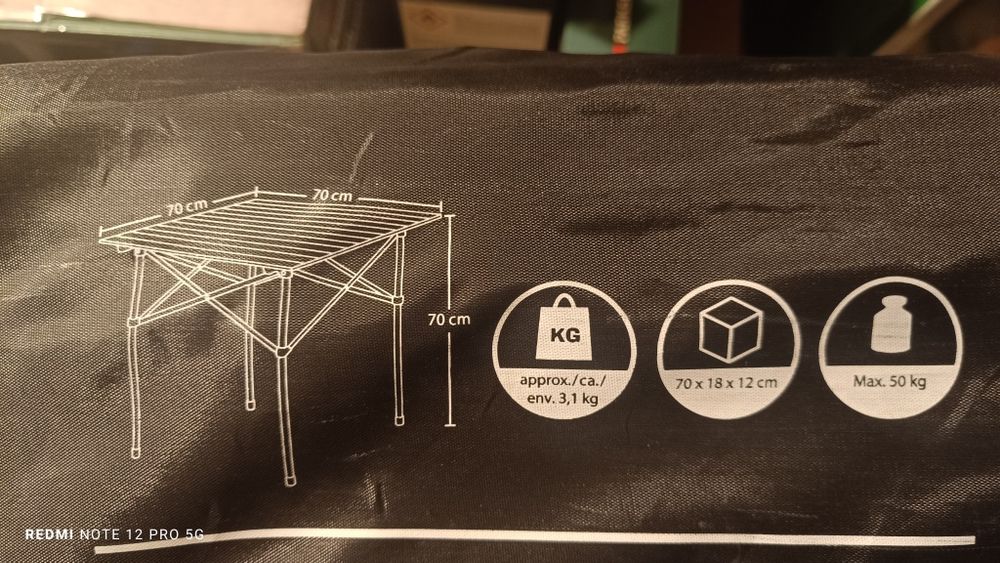 Masa de aluminiu pliabila 70cm/70cm înălțime 70cm