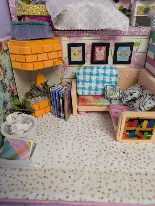 Căsuță de păpuși handmade UNICAT, mobilată, 50x20x30 cm