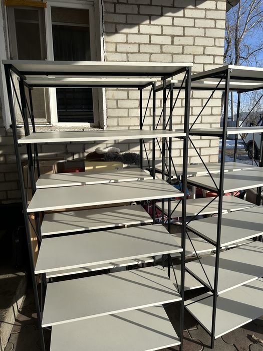 Этажерка-стеллаж 6 полок белый, каркас черный