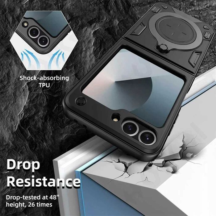 Черен магнитен калъф за Samsung Galaxy Z Flip 6