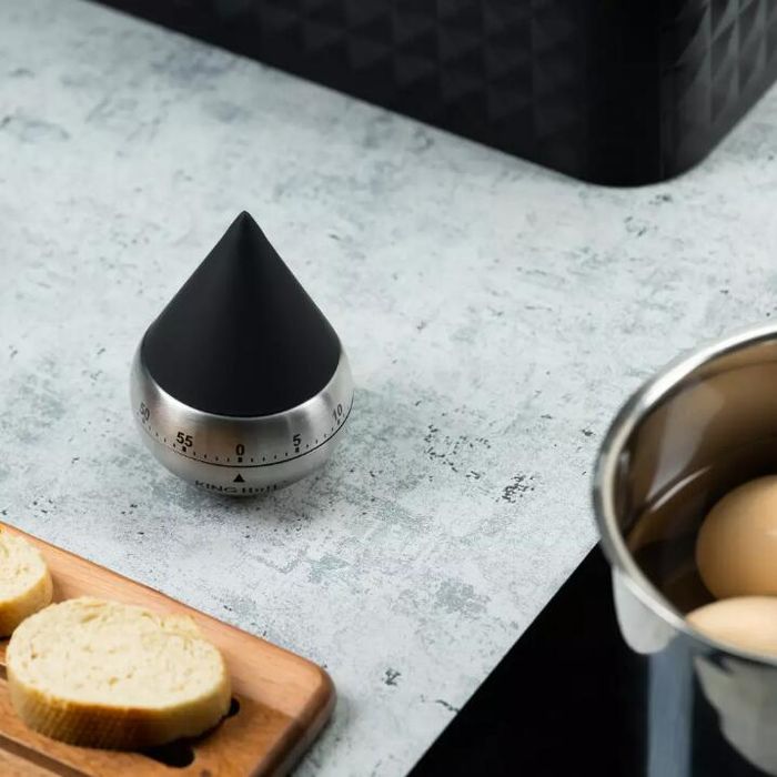 Cronometru de bucatarie din otel, 62x92 mm, 60 minute, gri, inox,