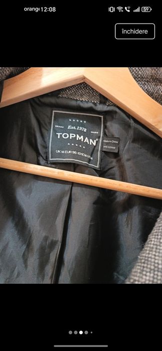 Palton lână bărbătesc Topman