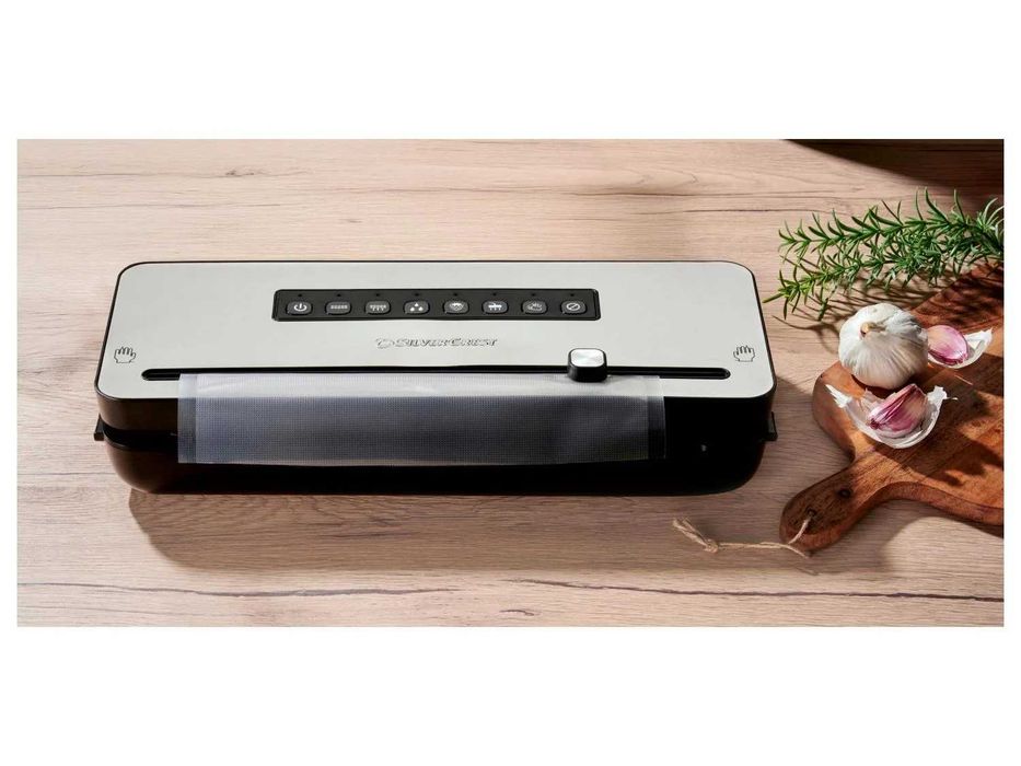 Aparat de Vidat și Sigilat Premium SILVERCREST®, Putere 160W, Finisaj Oțel Inoxidabil, Funcții Avansate "Wet & Soft", Cutter Integrat