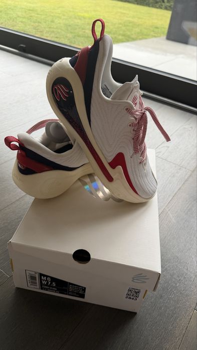 Adidasi baschet  Curry 12 USA white si blue navy