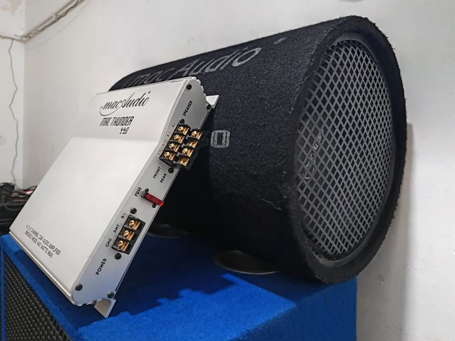 Pachet statie Subwoofer auto mac audio 12 inch 300 rms amplificator bass masina auto