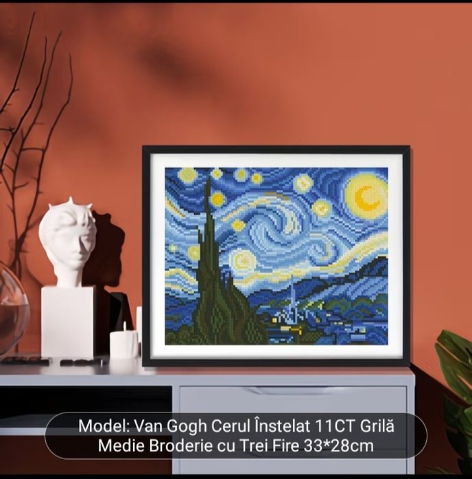 Kit goblen de cusut, punct în cruce, după tabloul lui Van Gogh, Cer înstelat